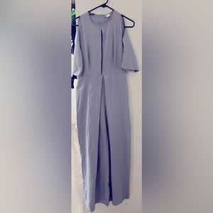 Chic loose O neck off shoulder sleeve jumpsuit